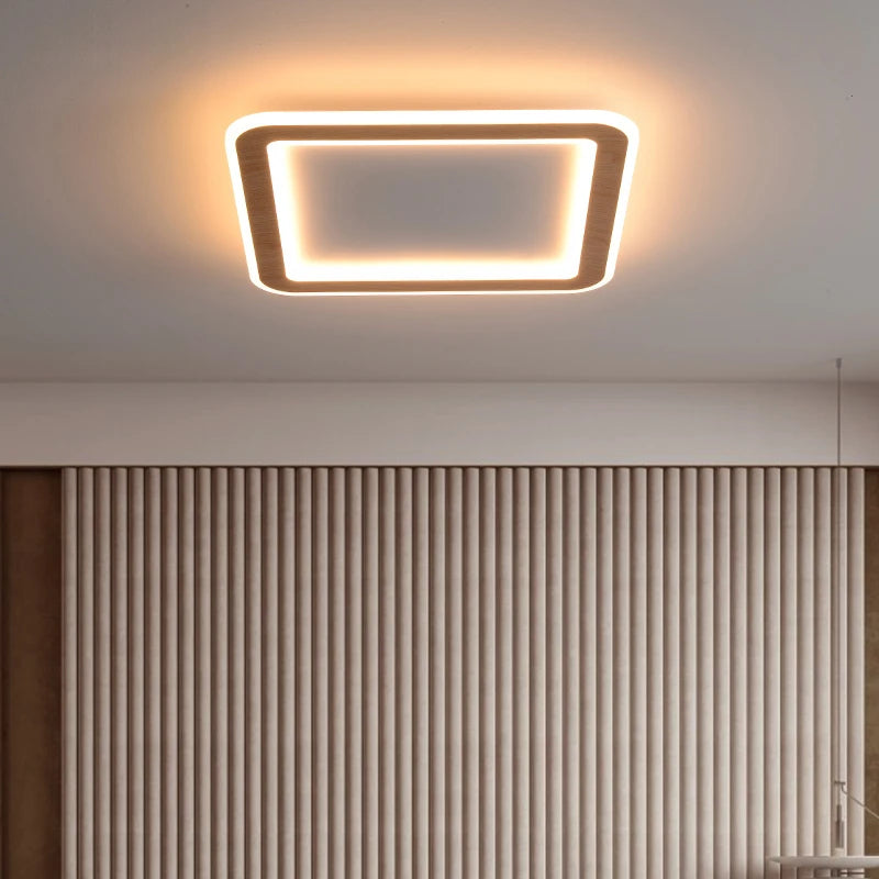 plafonnier led ultra-mince bois massif style nordique moderne 2022 - vue 3 sur 12