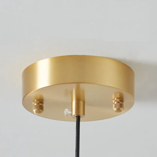 Bauhaus-Pendelleuchte aus Glas und goldfarbenem Metall mit LED - vue 6 sur 20
