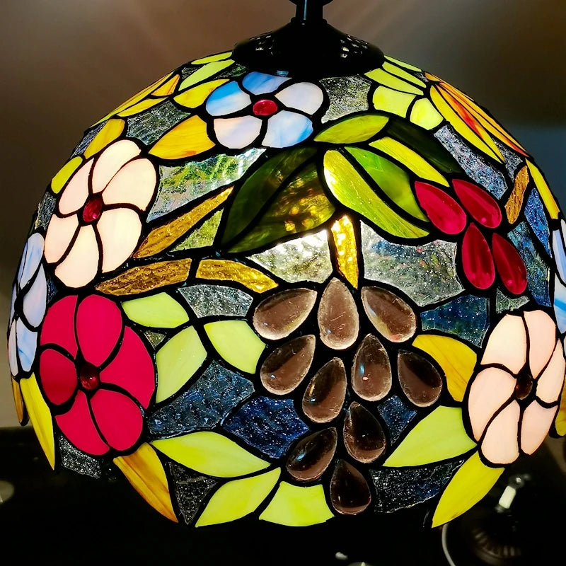 lustre floral en goutte style tiffany éclairage led pour café et restaurant - vue 4 sur 6