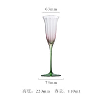 Verres à vin cristal floral rétro rayures