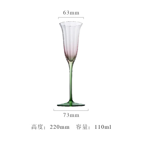 Verres à vin cristal floral rétro rayures