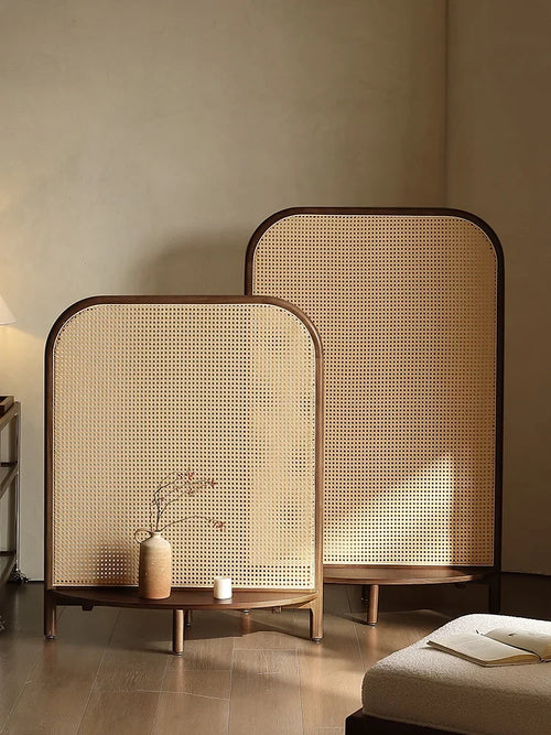 solid wood rattan screen, living room, retro entryway, shelf, partition, homestay, mobile seat screen - vue 2 sur 6