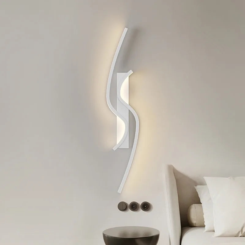 applique murale LED moderne pour salon TV fond allée chambre chevet - vue 4 sur 12