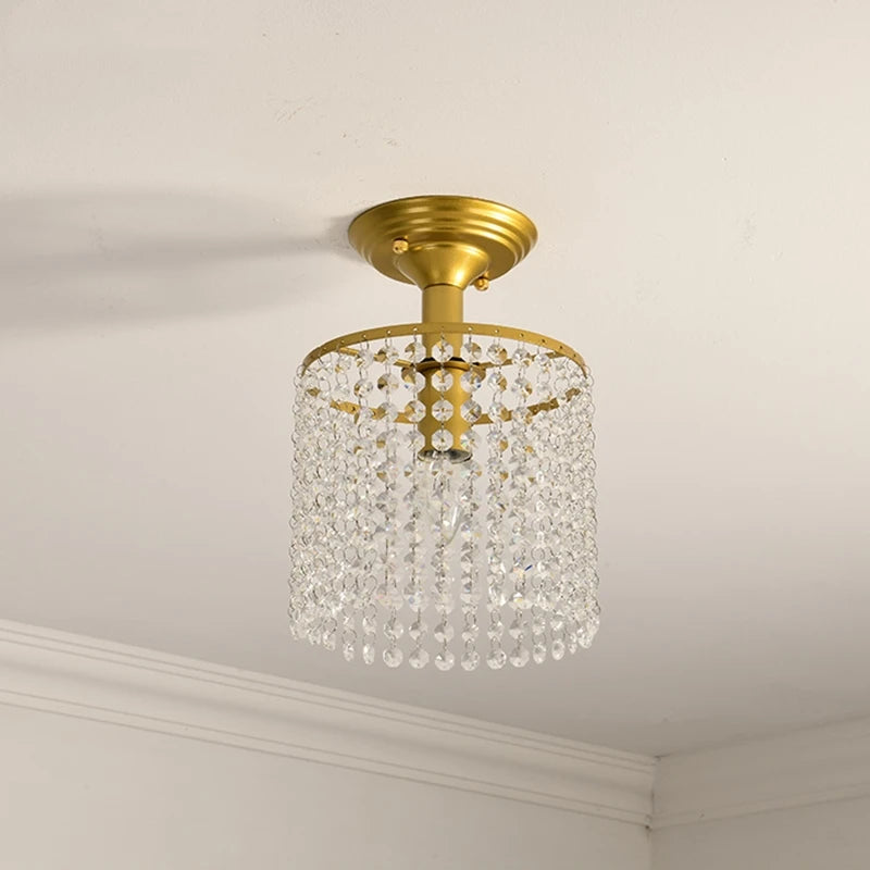 plafonnier led en cristal doré pour décoration intérieure - vue 5 sur 7