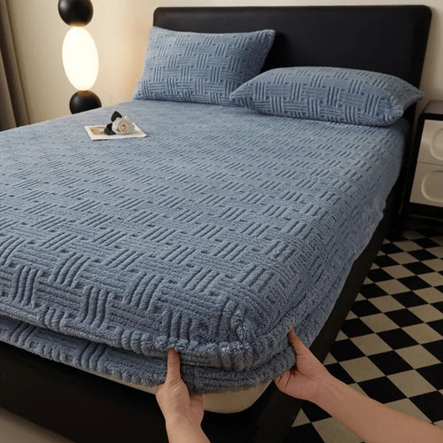 Plush Mattress Cover For Bed,stretch Soft Material Fitted Sheet, Keep Warm,dust Protector,machine Washable 90X200,180X200 - vue 10 sur 20