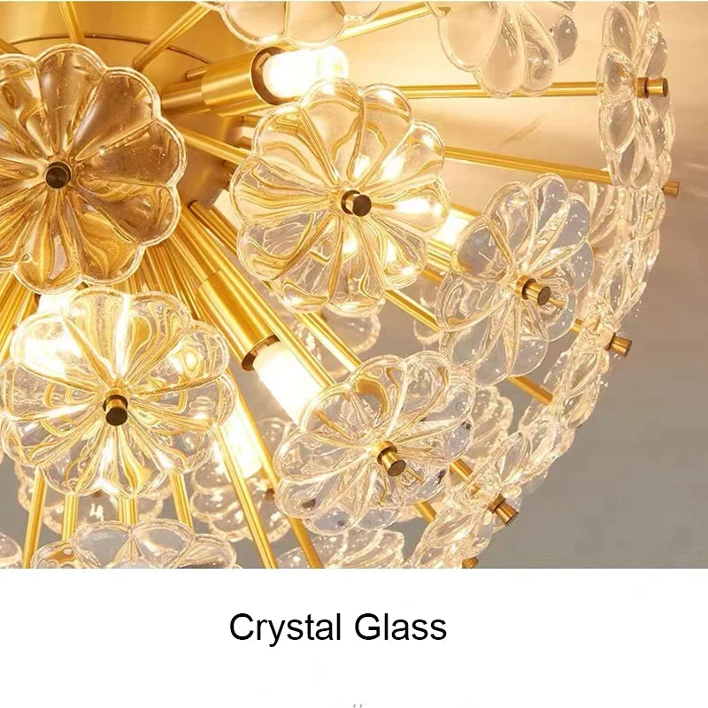 plafonnier en verre cristal luxe design nordique pour intérieur moderne - vue 7 sur 9
