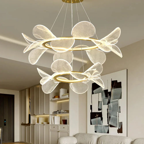 Luxuriöser LED-Kronleuchter aus Acryl in Blumenform - vue 3 sur 10