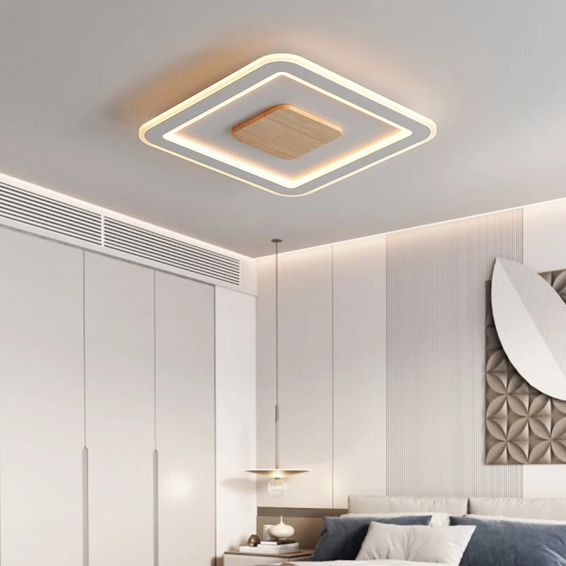 plafonnier led ultra-mince bois massif style nordique moderne 2022 - vue 5 sur 12