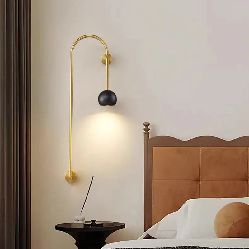 Art déco cuivre applique murale salon chambre Restaurant minimaliste applique lampe GU10 ampoule en laiton - vue 3 sur 8