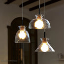 LED-Pendelleuchte im japanischen Stil aus Holz und Glas