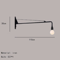 applique murale minimaliste à bras long rotatif avec interrupteur
