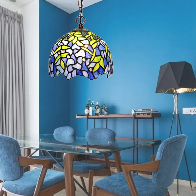 Tiffany suspension vitrail glycine abat-jour suspension salon hôtel Villa rétro Art créatif suspension - vue 5 sur 10