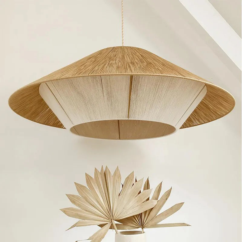 Lustre rétro japonais en corde de chanvre tissée - vue 3 sur 10