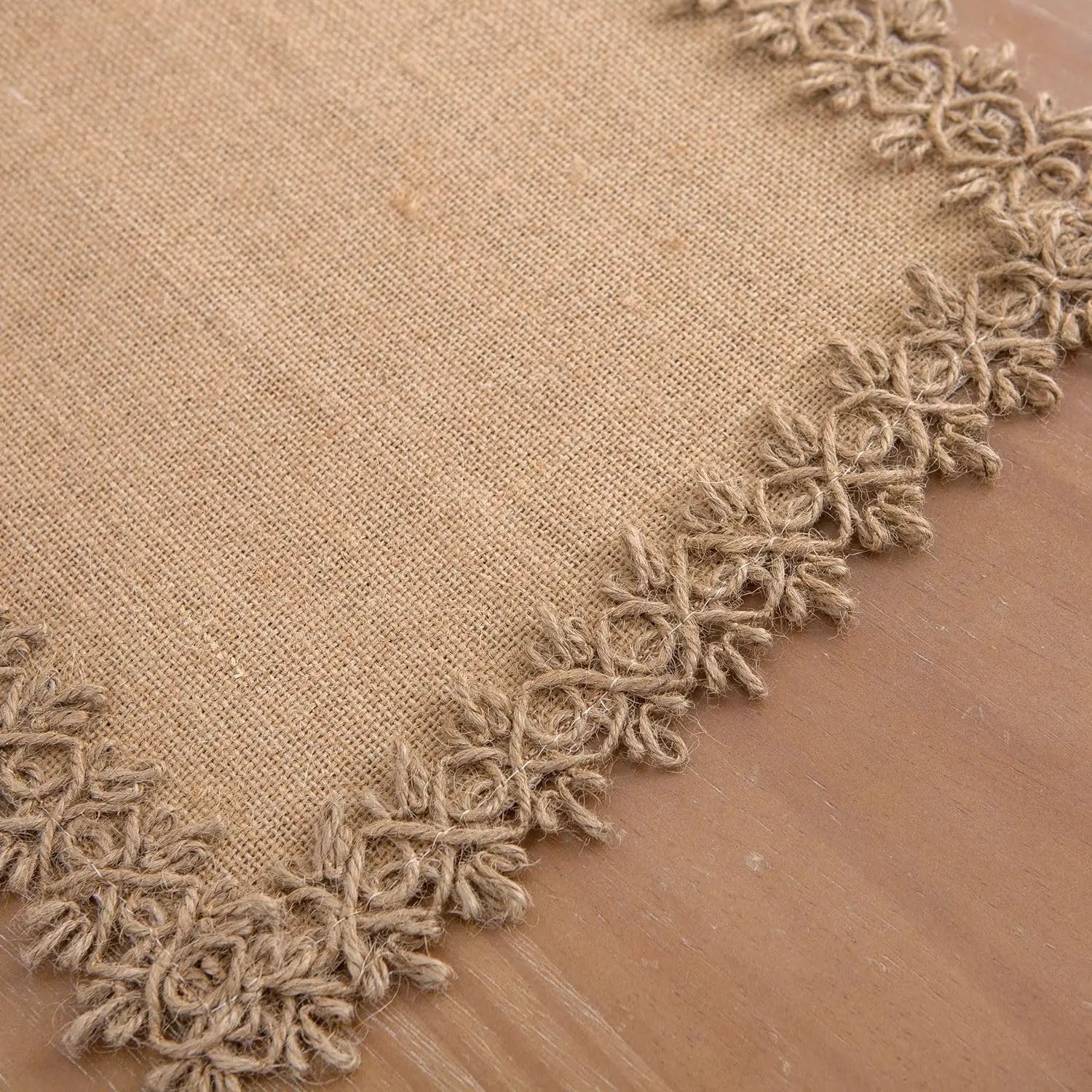 Chemin de table jute macramé style rustique beige - vue 7 sur 7
