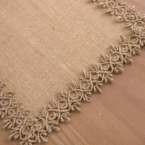 Chemin de table jute macramé style rustique beige - vue 8 sur 7