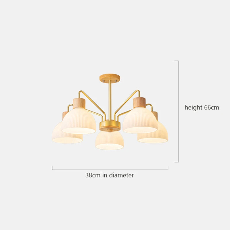 plafonnier led minimaliste en bois et verre pour restaurant ou café - vue 6 sur 12