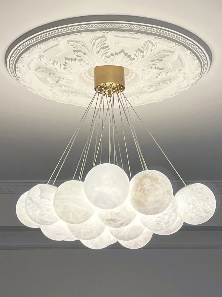 lustre en cuivre de luxe avec marbre naturel espagnol pour décoration moderne - vue 2 sur 7