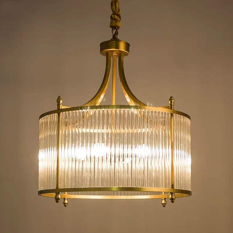 lustre moderne en cuivre avec tubes de verre led - vue 6 sur 12