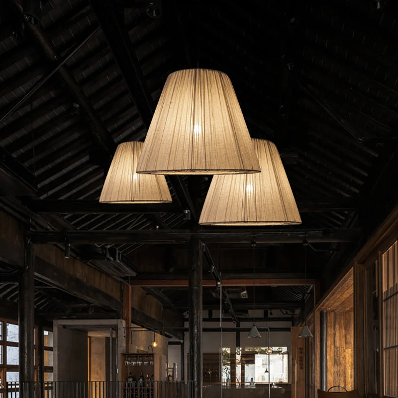 suspension en tissu chinois moderne avec design pli rétro - vue 3 sur 7
