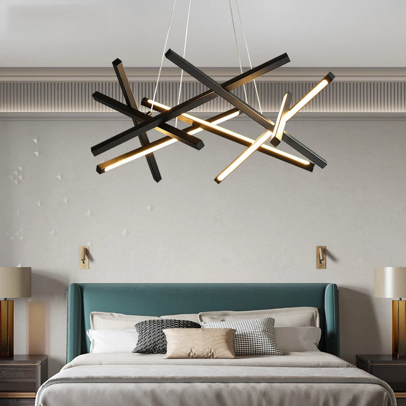 Lustre LED nordique adapté au salon - vue 4 sur 9