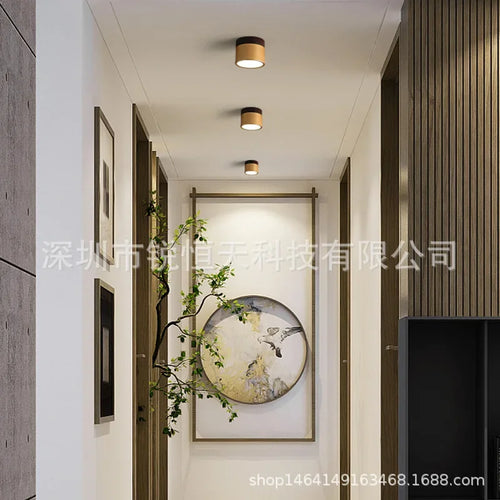 Downlight ouvert monté couleur noyer sans poinçon salon intégré projecteur Led rond couloir lumière