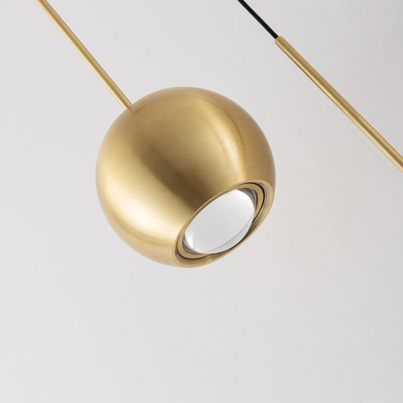 lustre en cuivre simple projecteur suspendu atmosphère lumineuse - vue 4 sur 8