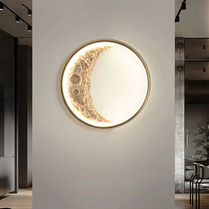 Post-moderne LED Art croissant porche couloir applique chambre salon fond mur lune lampe créative lune décorative - vue 5 sur 9