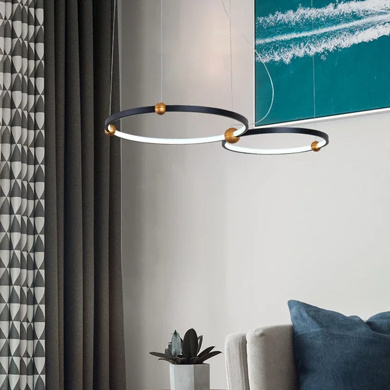 suspension à LED en anneau rond pour décoration moderne - vue 3 sur 8
