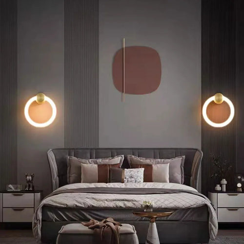 applique murale led moderne en laiton anneau acrylique gradation 3 températures