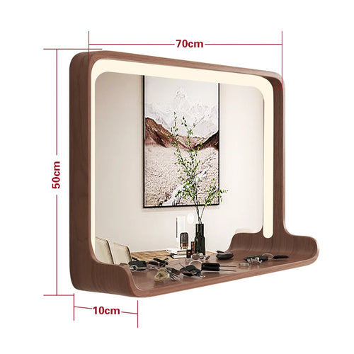 miroir en bois massif avec éclairage led et fixation murale - vue 29 sur 29