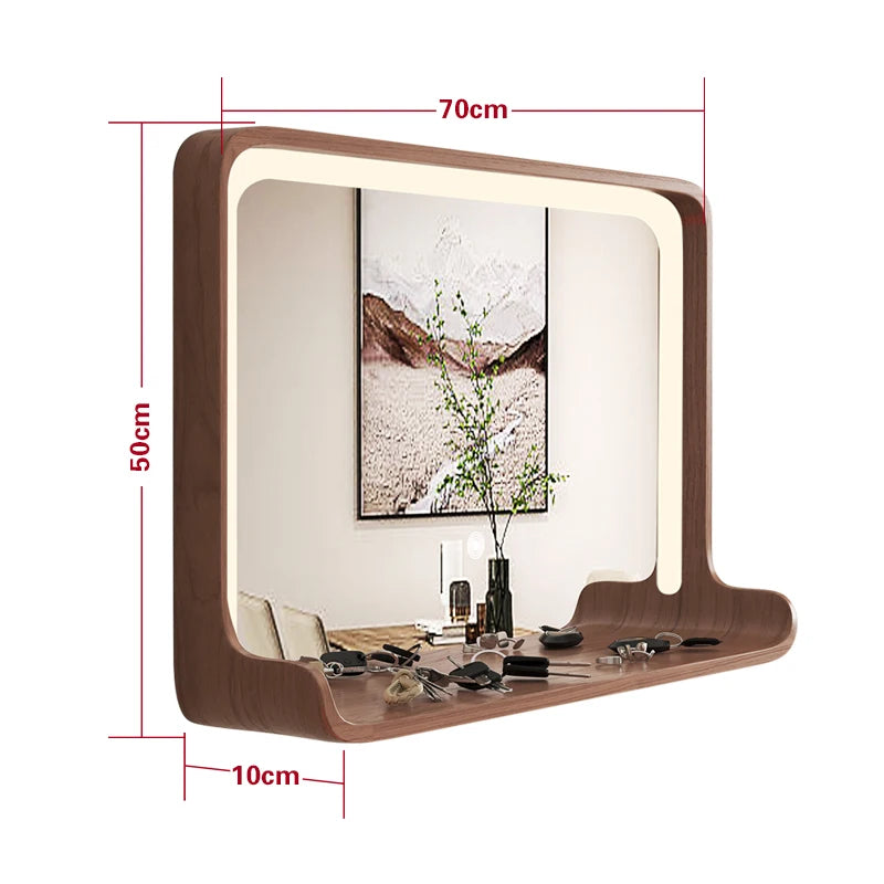 miroir en bois massif avec éclairage led et fixation murale - vue 28 sur 29