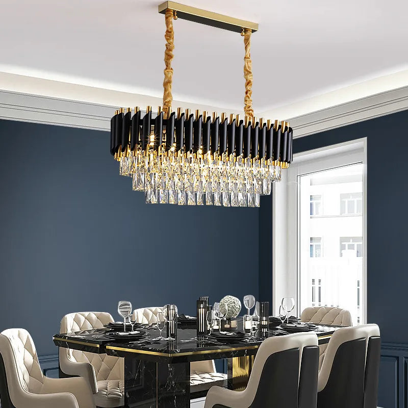 lustre moderne de luxe en cristal k9 led suspendu