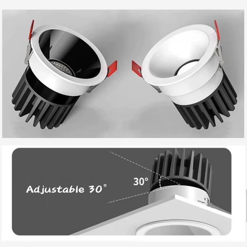 spot led encastré antireflet pour intérieur angle réglable en aluminium - vue 6 sur 18