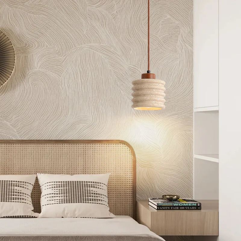 Retro-Pendelleuchte aus Naturstein mit LED für stilvolle Inneneinrichtung - vue 5 sur 6