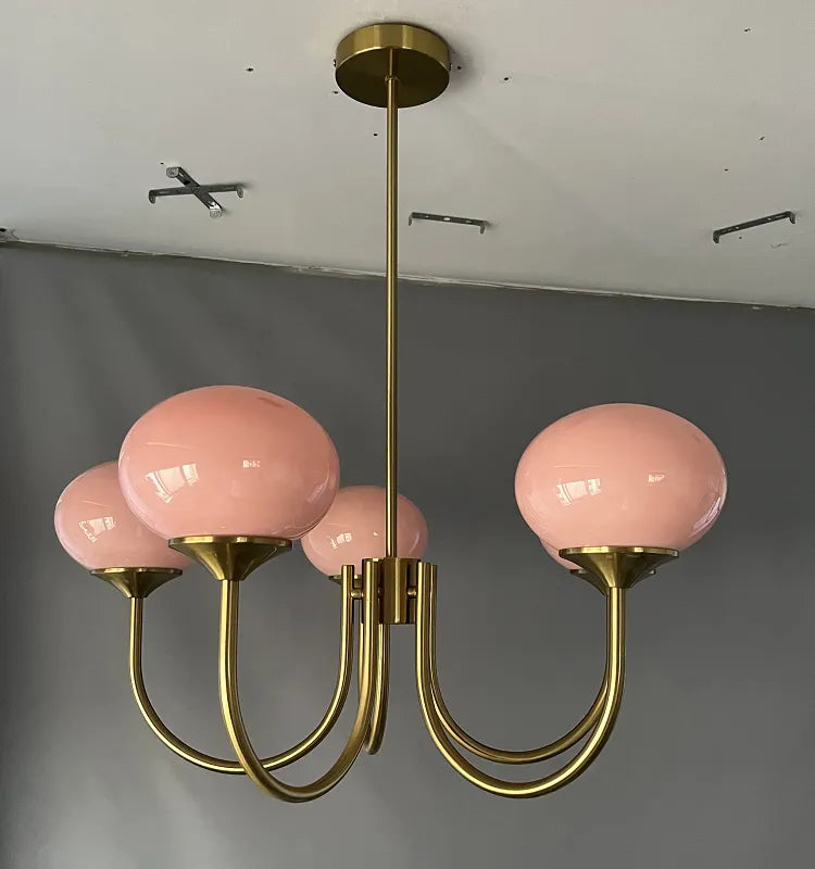 Lustre suspendu vintage en verre blanc - vue 7 sur 10