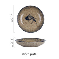 Assiette dessert japonaise ceramique motif floral peinte main