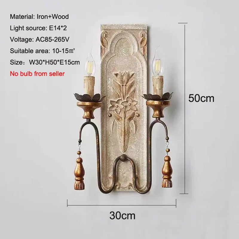 applique murale style américain rural en bois massif vintage - vue 4 sur 7