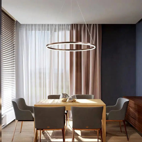 Nordische LED-Pendelleuchten mit rundem Ring, minimalistisch - vue 4 sur 9