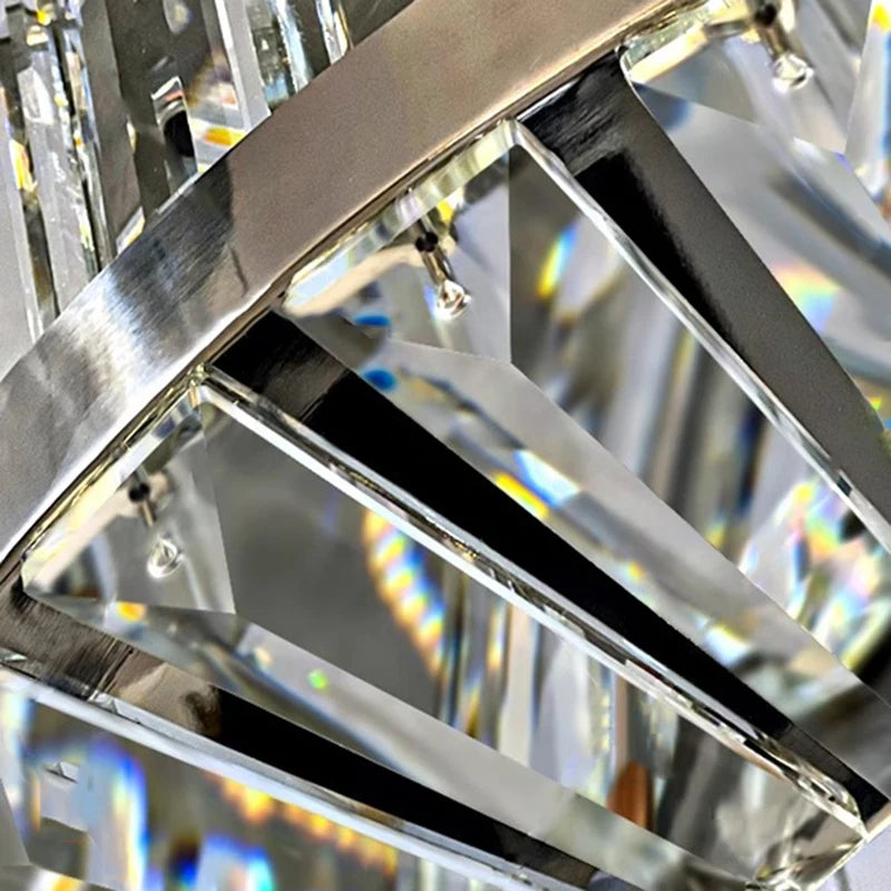 lustre moderne en cristal avec lampes led suspendues luxueuses - vue 7 sur 9