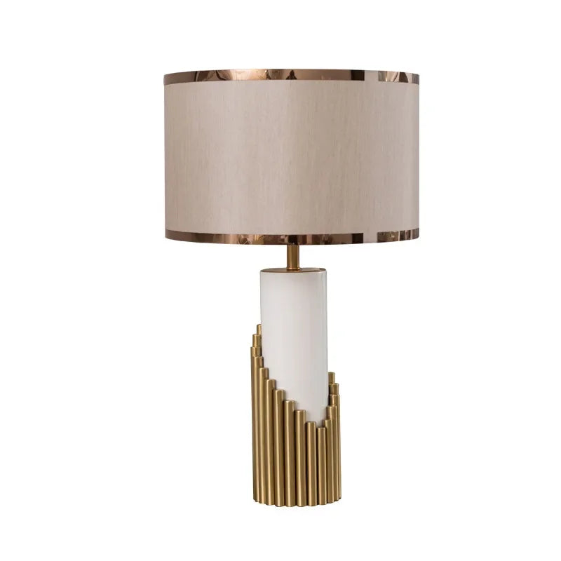Italy Design High Quality  Table Lamp Led Desk Light with Marble Foot Fabric Shade - vue 5 sur 7