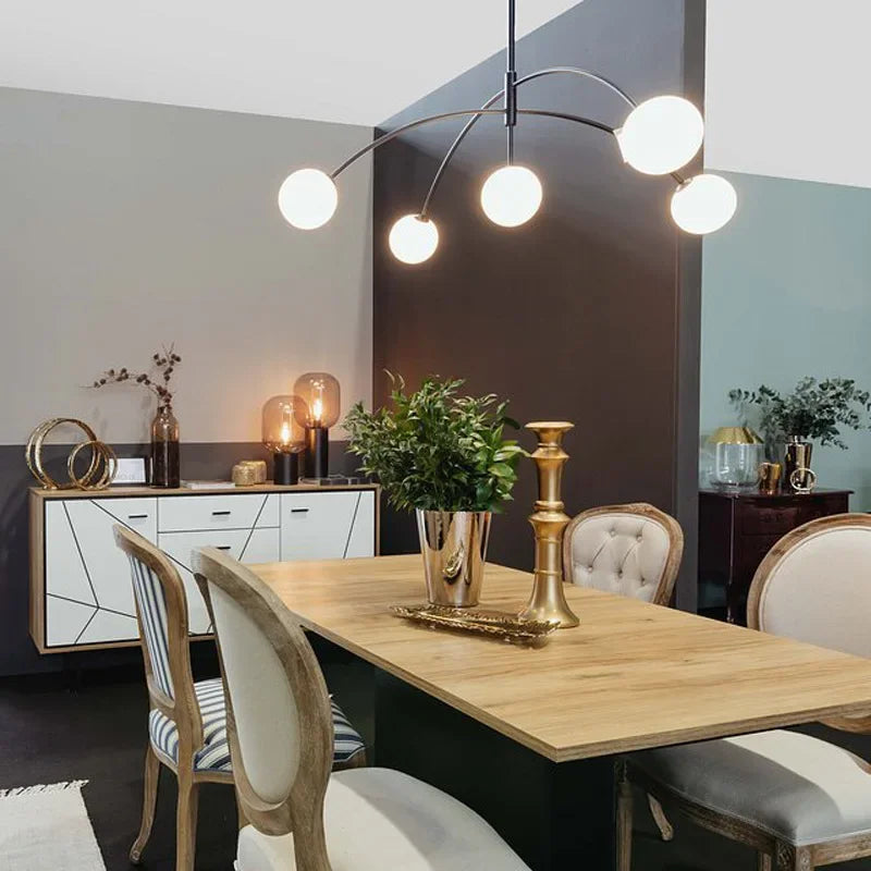 Danish Designer Suspenion Milky Glass Hanging Light Ceiling Chandeliers Nordic Pendant Lamp for Living Dining Room Kitchen - vue 5 sur 8