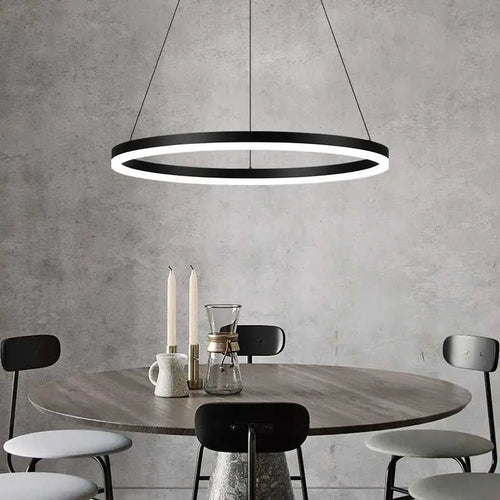 Nordische LED-Pendelleuchten mit rundem Ring, minimalistisch - vue 2 sur 9
