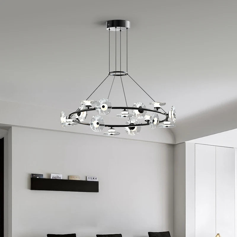 suspension moderne minimaliste en verre et éclairage led créatif - vue 6 sur 12