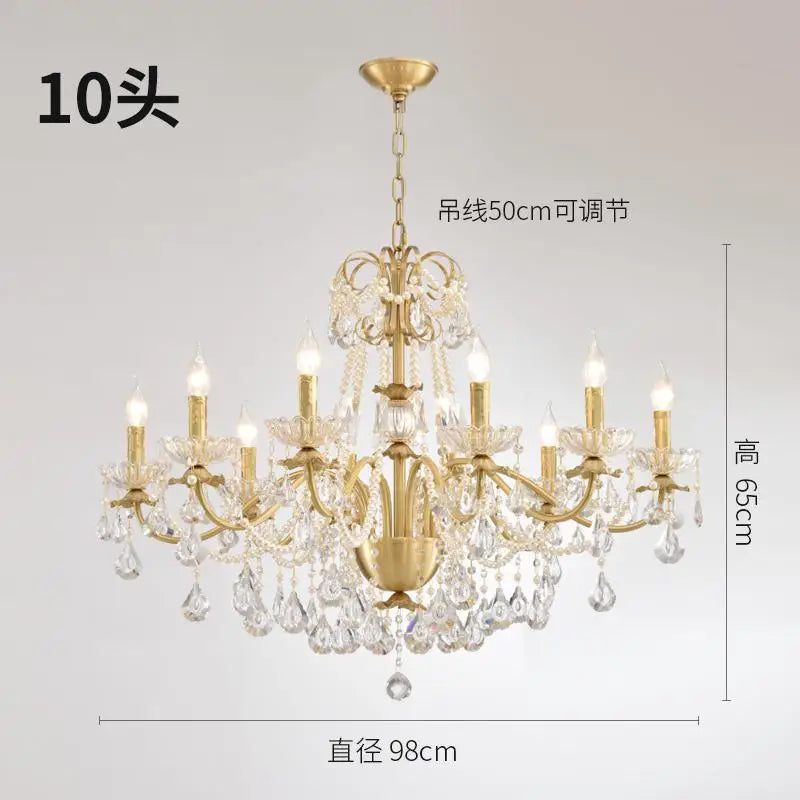 lustre moderne en or avec éclairage tube led et cristal - vue 8 sur 13