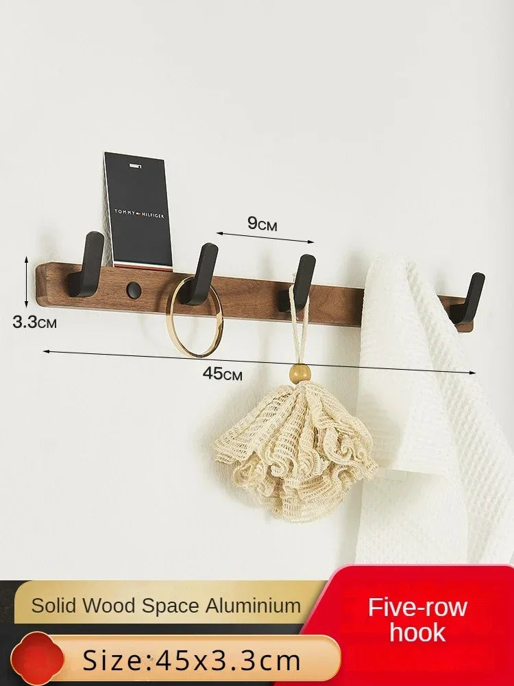 porte-serviettes en bois et aluminium organisateur mural pour accessoires de douche - vue 15 sur 16
