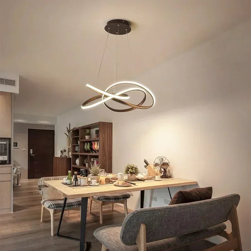 Moderner LED-Kronleuchter als Pendelleuchte für Ihre Wohnungsdekoration - vue 3 sur 20