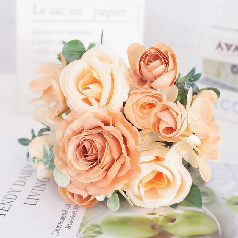 fleurs artificielles soie pivoine hortensia décoration mariage bouquet - vue 28 sur 40