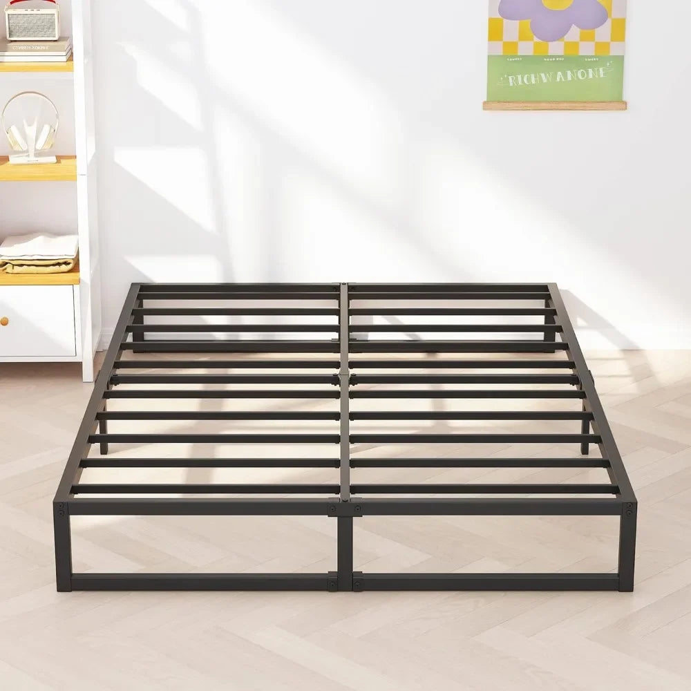 King Size Bed Frame, Metal Platform Mattress Foundation With Steel Slat Support, No Box Spring Needed,8 Inch King Size Bed Frame