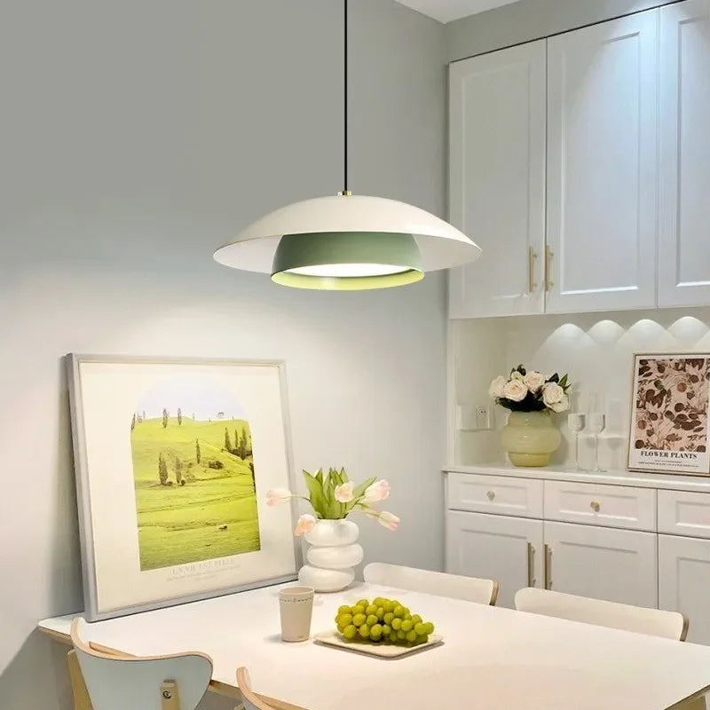 Nordique LED crème suspension lumières macaron 2/3 niveaux esthétique décor lampes suspendues chambre salon Restaurant luminaires - vue 5 sur 13