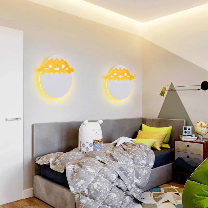 applique murale LED enfant dinosaure forme d'oeuf dessin animé chambre chevet pour fille garçon bébé chambre de bébé - vue 3 sur 8